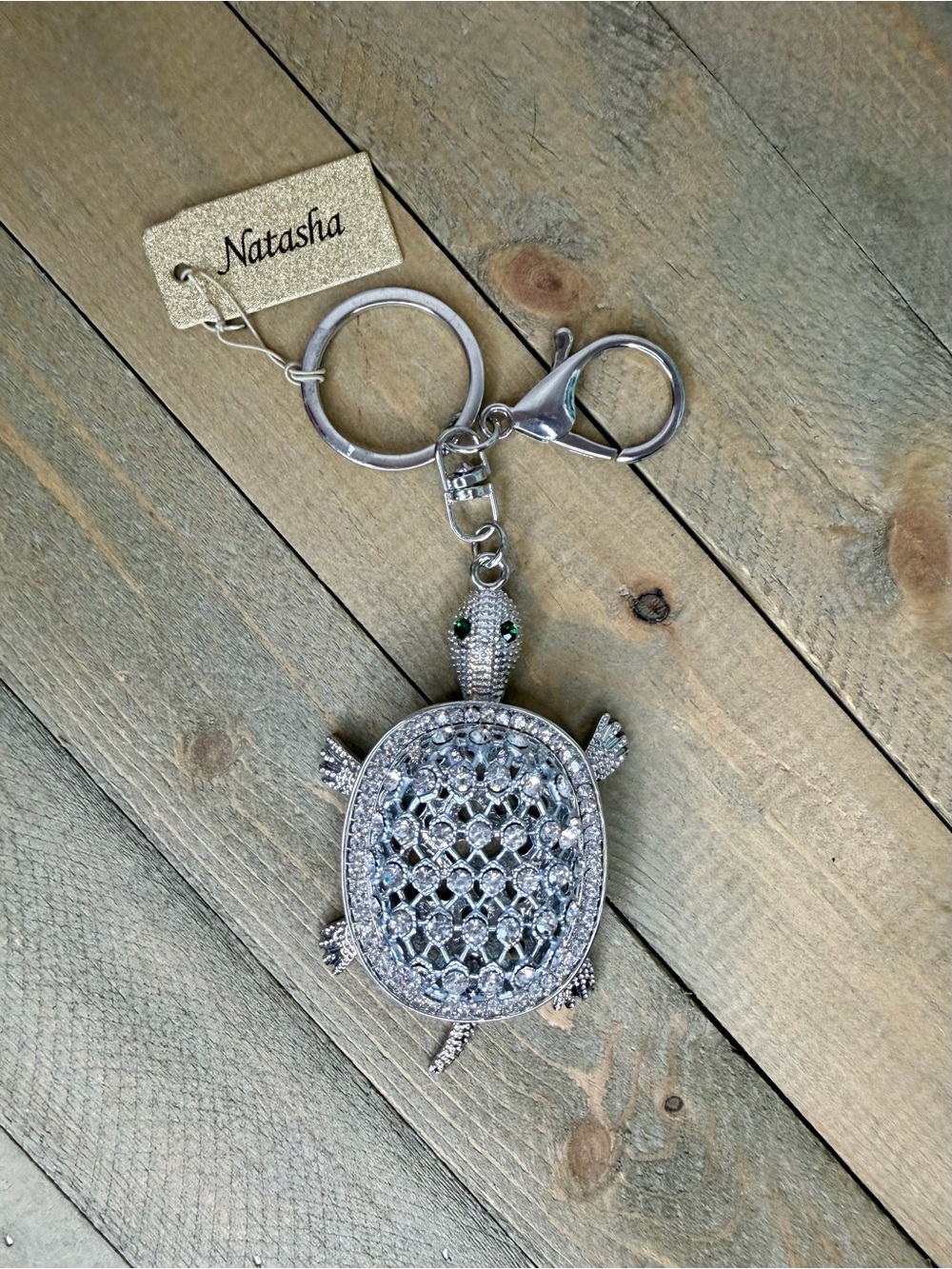 Natasha Crystal Turtle Bag Charm With Movable Legs & Tail!!